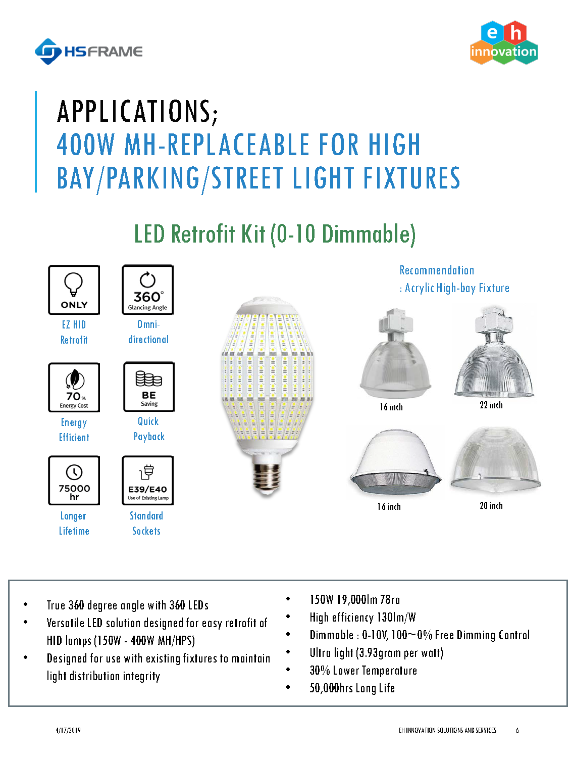 E. Environment Energy: LED lighting